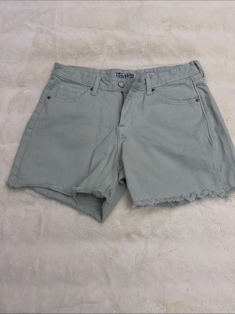 Lucky Brand Light Sage Frayed Hem Denim Shorts